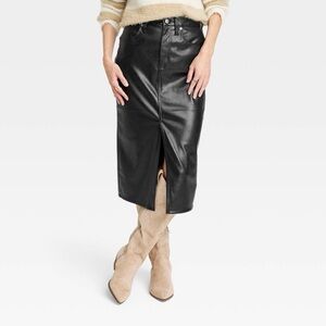 Faux Leather Midi Skirt